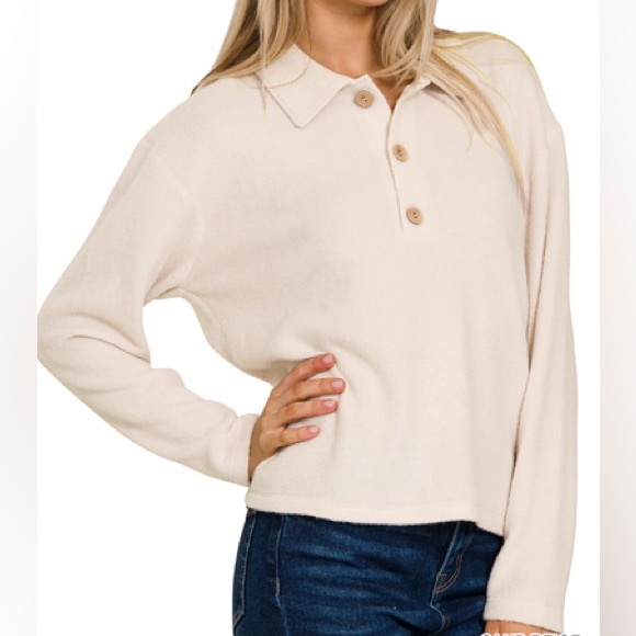 Zenana Outfitters Sweaters - 💥 The “Dreamers Polo” Sweater | Shell